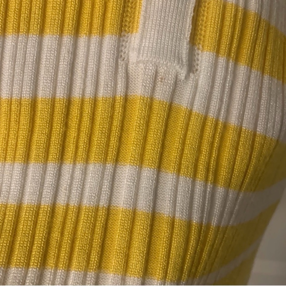White House Black Market Ribbed Stripe Henley Tank Yellow White Medium - Picture 8 of 8